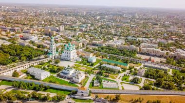 Astrahan Kremlin, tarihi ve mimari kompleks hava görünümünü. Rusya, Astrahan 