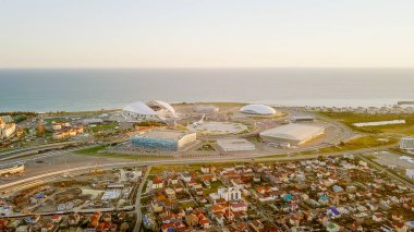 Rusya, Sochi - 03 Eylül 2017: Olimpiyat Panoraması Park Soçi 2014 mahkemelerinin Olimpiyatları, 2018 Dünya Kupası, Formula 1 yarış - Sochi Autodrome 