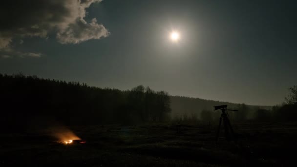 Oheň Fotoaparát Úplněk Rusko Časová Prodleva Video — Stock video