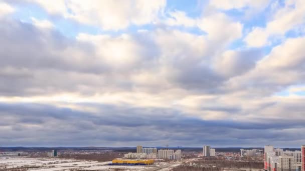 Evening Clouds Suburbs Yekaterinburg Russia Time Lapse Video Ultrahd — Stock Video