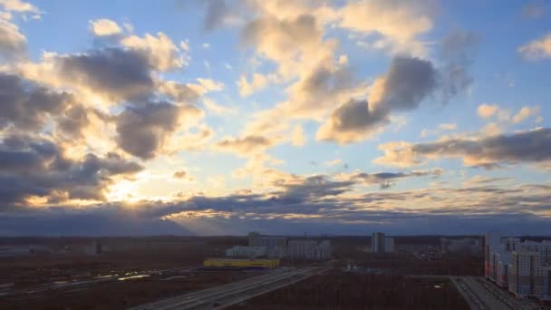 Avond Wolken Boven Jekaterinenburg Time Lapse Video Ultrahd — Stockvideo