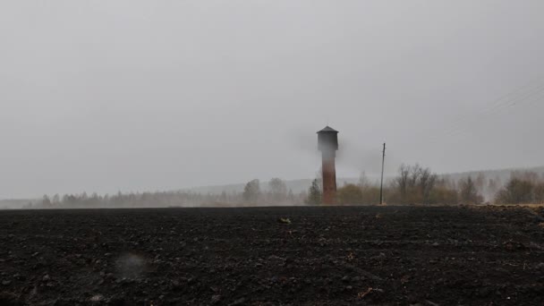 Terres Arables Fraîches Neige Avec Pluie Vidéo Ultrahd — Video