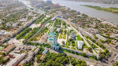 Astrahan Kremlin, tarihi ve mimari kompleks hava görünümünü. Rusya, Astrahan 