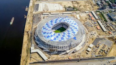 Rusya, Nizhny Novgorod - 21 Ağustos 2017: View of Nizhny Novogorod Rusya 2018 FIFA Dünya Kupası için bina Stadyumu, 