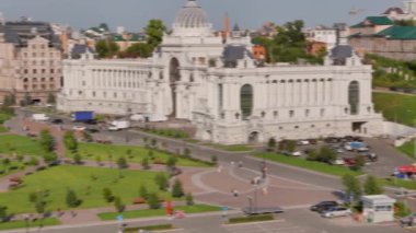 Kazan Kremlin üzerinden Panoraması. Nehrin Kazanka. Kazan, Rusya Federasyonu. Video. UltraHD (4k)