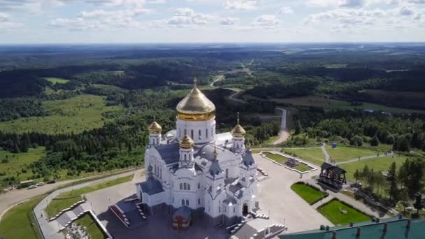 Belogorsky Nicholas Orthodox Missionary Monastery Russia Perm Territory White Mountain — Stock Video