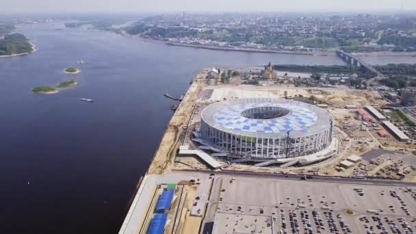 Oroszország Nyizsnyij Novgorod 2017 Augusztus Nézd Nyizsnyij Novogorod Stadion Épület — Stock videók