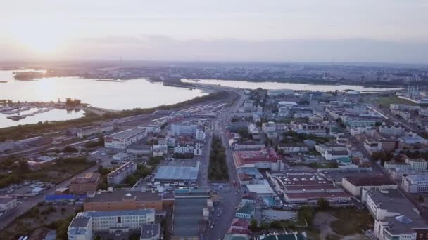 Vue panoramique de Kazan. Coucher de soleil, Russie. Vidéo. UltraHD (4K )