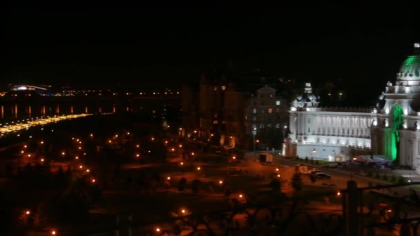 Rusia Kazán Agosto 2017 Panorama General Nocturno Kazán Desde Kremlin — Vídeos de Stock