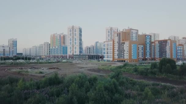 Hållbar Stadsutveckling Bostadsområde Akademiska Ryssland Ekaterinburg Skytte Från Luften Flygande — Stockvideo