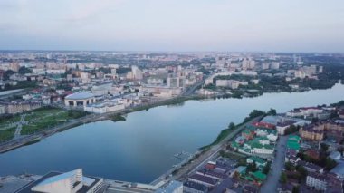 Panoramik bir kazan. Gün batımı, Rusya. Video. UltraHD (4k)