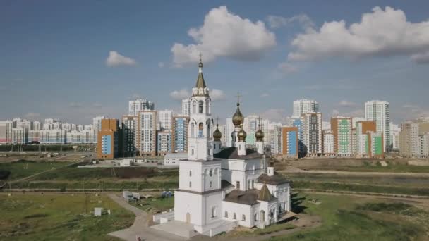 Jekaterynburg Cerkiew Zwiastowania Świętych Boga Budowniczych Akademickiej Dzielnicy Wideo Ultrahd — Wideo stockowe