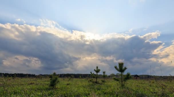 Przychodzą Chmury Deszcz Deszcz Zaczyna Timelapse Suwak Panorama Wideo Ultrahd — Wideo stockowe