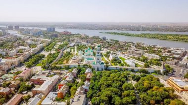 Astrahan Kremlin, tarihi ve mimari kompleks hava görünümünü. Rusya, Astrahan 