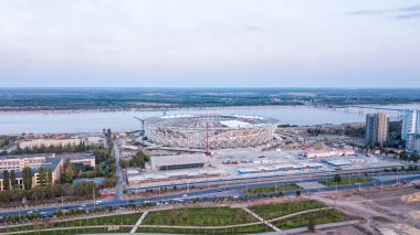 Rusya, Volgograd - 28 Ağustos 2017: Stadyum için dünya C