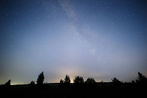 The Milky Way over the Field and the Forest — Stock Photo, Image