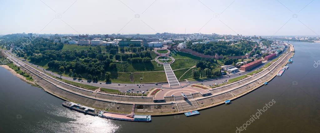 View of the Chkalovsky stairs and Nizhny Novgorod Kremlin from t