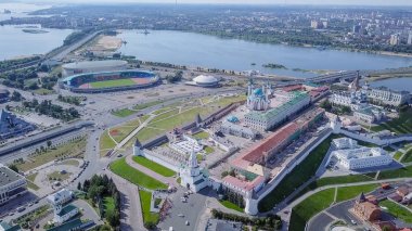 Kazan Kremlin panoramik manzaralı. Kazan, Rusya Federasyonu 