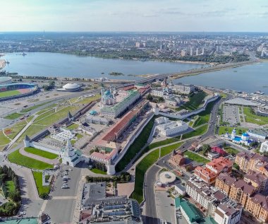 Kazan Kremlin panoramik manzaralı. Kazan, Rusya Federasyonu 