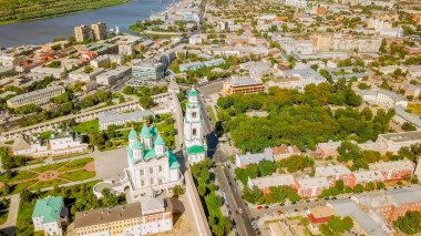 Rusya, Astrahan - 12 Eylül 2017: Astrahan Kremlin, tarihi ve mimari kompleks hava görünümünü 