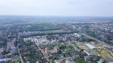 Saransk Merkezi, aynı zamanda bir stadyum inşaat, Rusya, Saransk altında güzel panoramik manzaralı. Video. UltraHD (4k)