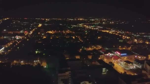 Rusland Saransk Augustus 2017 Luchtfoto Nacht Panorama Van Stad Voor — Stockvideo