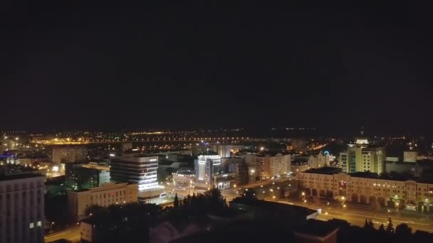 Ρωσία Σαράνσκ Αυγούστου 2017 Νύχτα Φώτα Της Πόλης Και Δημοκρατικός — Αρχείο Βίντεο
