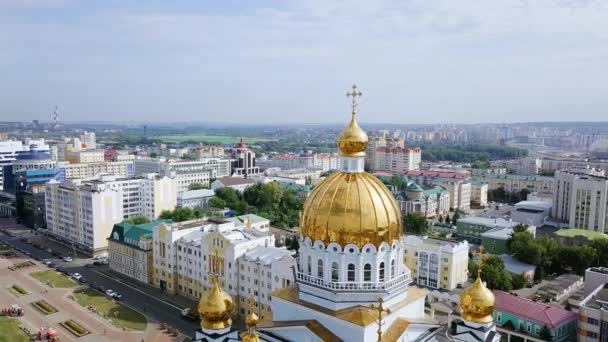 Rússia Saransk Agosto 2017 Catedral Guerreiro Justo Feodor Ushakov Luzes — Vídeo de Stock