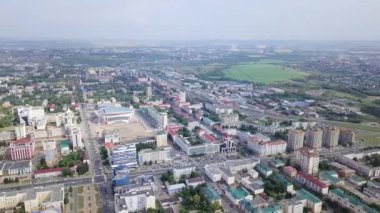 Saransk Merkezi, aynı zamanda bir stadyum inşaat, Rusya, Saransk altında güzel panoramik manzaralı. Video. UltraHD (4k)