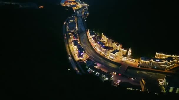 Aerial Night View Rosa Khutor Krasnaya Polyana Sochi Russia Video — Stock Video