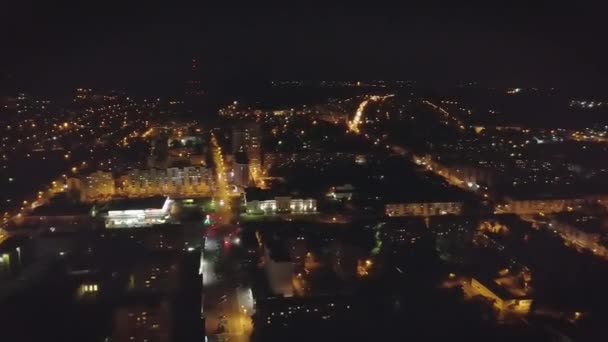 Rusland Saransk Augustus 2017 Luchtfoto Nacht Panorama Van Stad Voor — Stockvideo