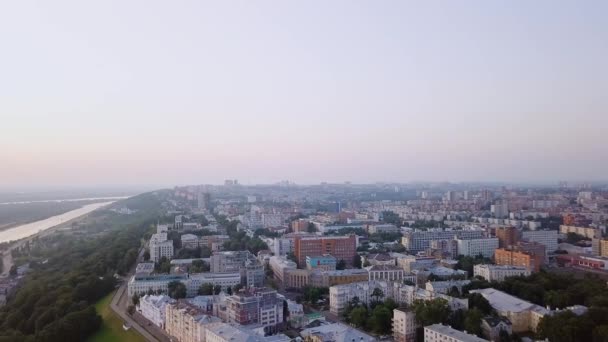 Şehir Nijniy Novgorod Şafakta Panoraması Rusya Video Ultrahd — Stok video