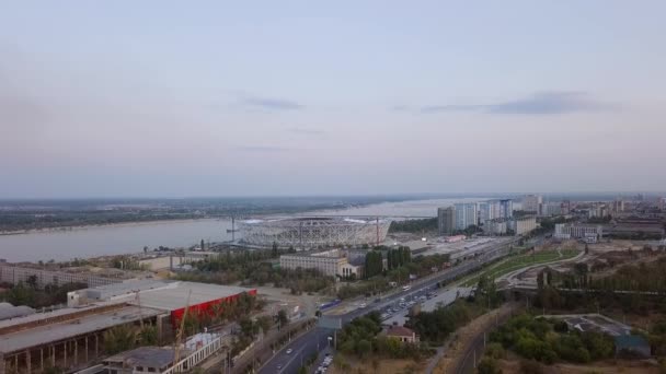 Rusia Volgogrado Agosto 2017 Construcción Del Estadio Ciudad Volgogrado Para — Vídeo de stock