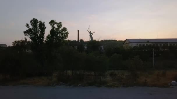 Sonnenuntergang Ansicht Der Skulptur Mutterland Berufung Kompositorisches Zentrum Des Denkmal — Stockvideo