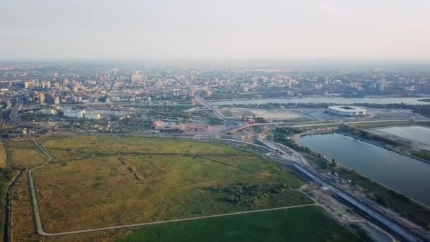 Panoramic Aerial View Central Part Rostov Don Stadium River Don — Stock Video