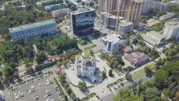 Flygfoto Över Militära Domkyrkan Den Heliga Prins Alexander Nevsky Stad — Stockvideo