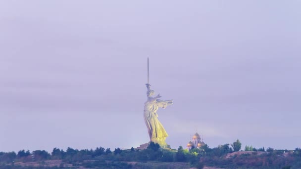 Russland Wolgograd August 2017 Frühmorgen Skulptur Das Mutterland Ruft Kompositorisches — Stockvideo