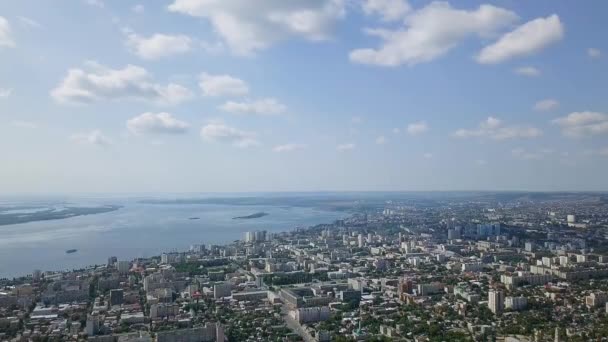Panoráma Város Saratov Levegőből Kilátás Nyílik Volga Saratov Oroszország Videó — Stock videók