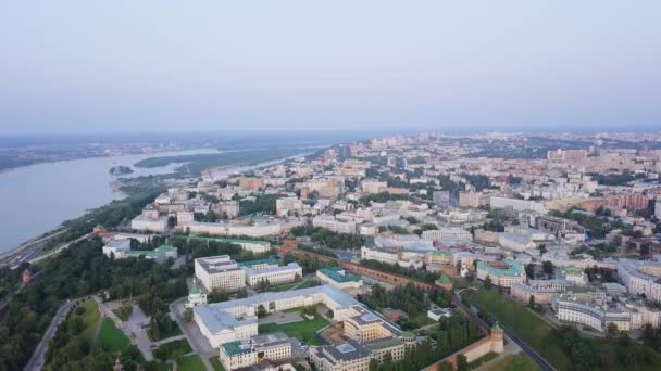 Luchtfoto Van Het Kremlin Van Nizjni Novgorod Nizjni Novgorod Rusland — Stockvideo