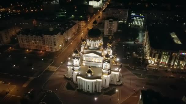 Rosja Saransk Sierpnia 2017 Katedra Sprawiedliwy Wojownik Feodor Uszakow Światła — Wideo stockowe