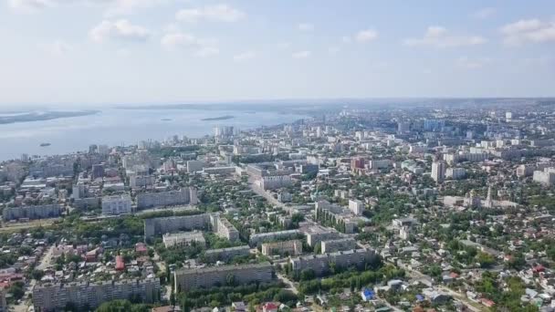 Panorama Över Staden Saratov Från Luften Över Volga Saratov Ryssland — Stockvideo