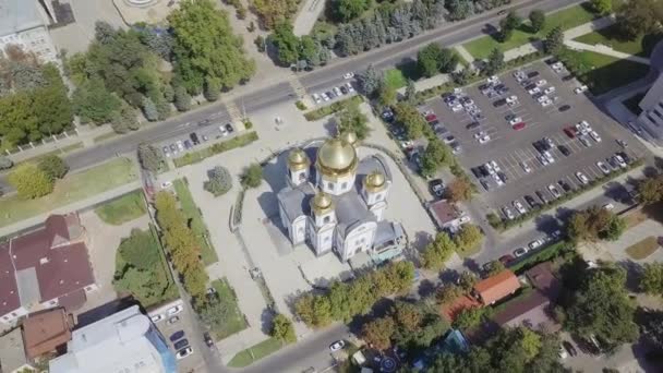 Luchtfoto Van Militaire Kathedraal Van Heilige Prins Alexander Nevsky Stad — Stockvideo