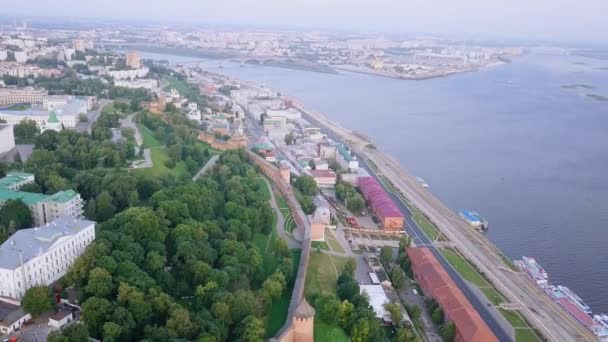 Légi Felvétel Nyizsnyij Novgorod Kreml Nizhny Novgorod Oroszország Videó Ultrahd — Stock videók