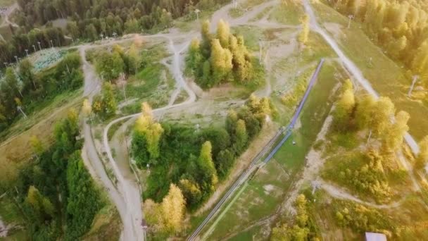 Plateau Rosa Khutor Pentes Arbres Télésièges Vue Aérienne Coucher Soleil — Video