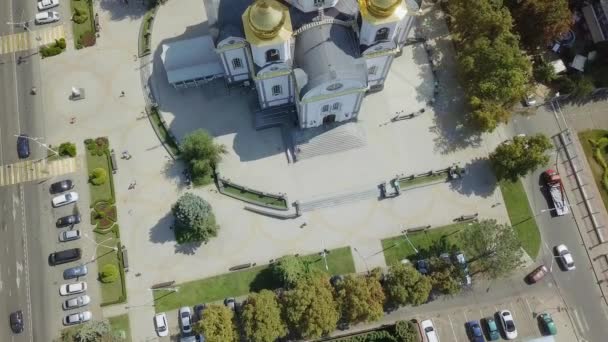 圣洁王子的军事大教堂的空中看法亚历山大涅夫斯基 城市克拉斯诺达尔 Ultrahd — 图库视频影像