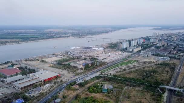 러시아 볼고그라드 2017 볼고그라드의 도시에 경기장의 2018 러시아 월드컵에 일몰에 — 비디오