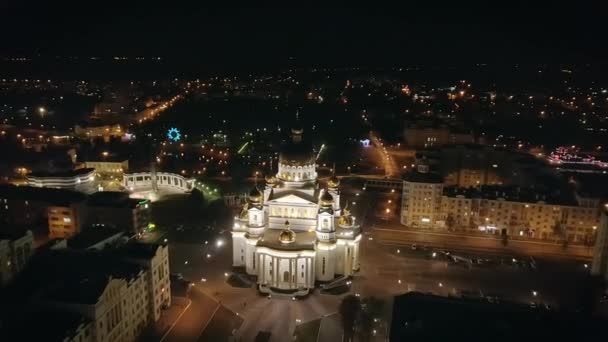 Rosja Saransk Sierpnia 2017 Katedra Sprawiedliwy Wojownik Feodor Uszakow Światła — Wideo stockowe