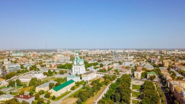 Rusya, Astrahan - 12 Eylül 2017: Astrahan Kremlin, tarihi ve mimari kompleks hava görünümünü 