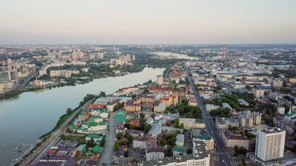Panoráma a Kazan. Naplemente, Oroszország — Stock Fotó