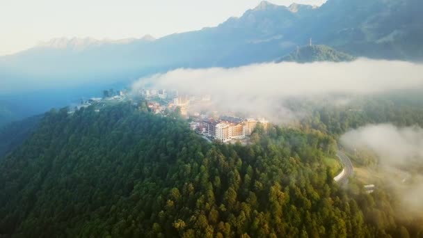 Rusland Sochi September 2017 Luchtfoto Van Rosa Khutor Krasnaya Polyana — Stockvideo